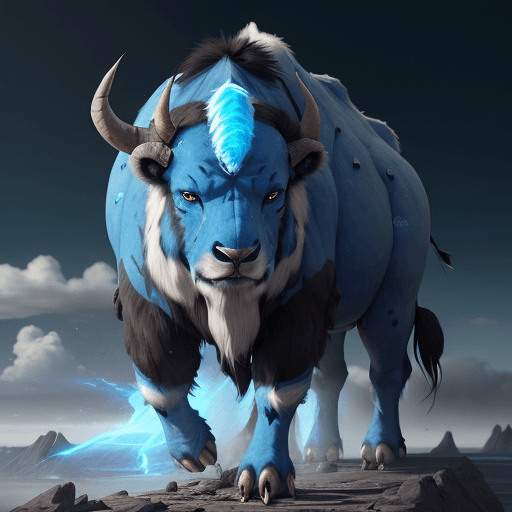 AI generated: Appa is Avatar Aangs sky bison, white and azure, lots of long fur, luminosity of background, falling...