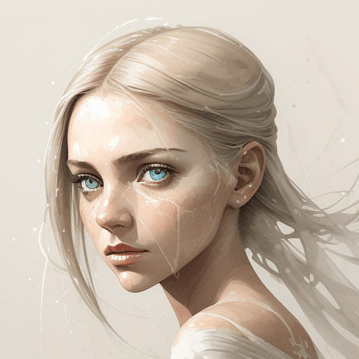AI generated: 1) portrait of a girl in a white dress. sparkling eyes, seductive, expressive, science fiction, on a...