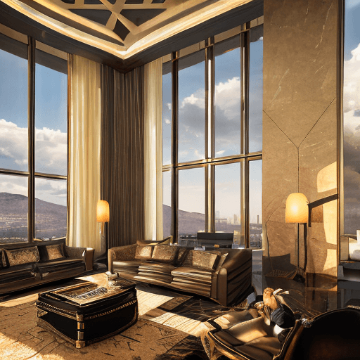 AI generated: High resolution photography interior design,futuristic hi tech modern  living room conversation pit,...