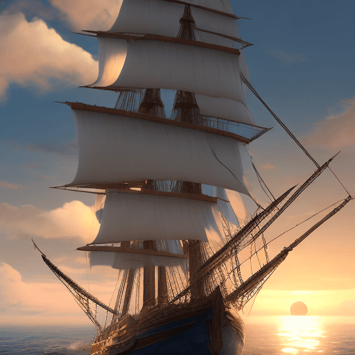 AI generated: Photo of a ultra realistic sailing ship, dramatic light, pale sunrise, cinematic lighting, battered,...