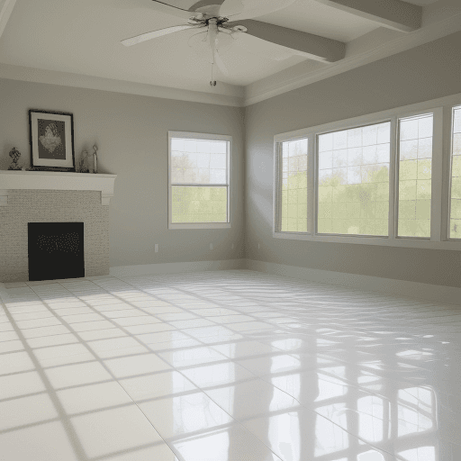 AI generated: New ceramic tile flooring in my family room and kitchen. The tile is a linen color 24” x 48 “. The r...