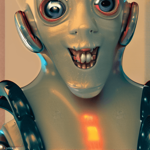 AI generated: A RAW photograph, of an evil robotic alien. [fine lines, faded freckles], highly detailed skin, mois...