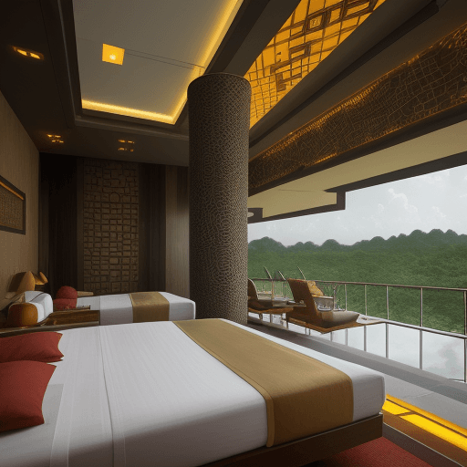 AI generated: a futuristic hotel based on the architecture of a bamiléké tribe in West cameroon