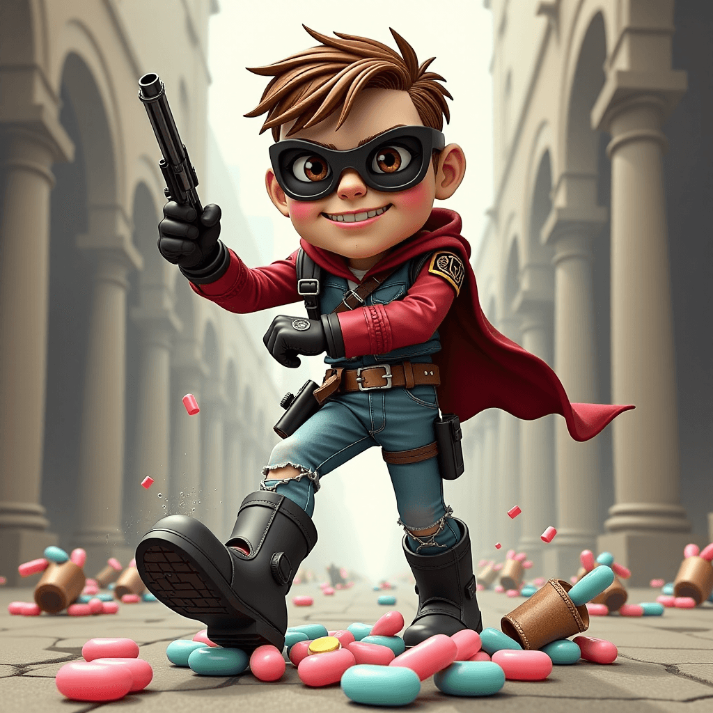 AI generated: The futuristic rebel caricature trying to lead a charge, but his grey boots are stuck in chewing gum...