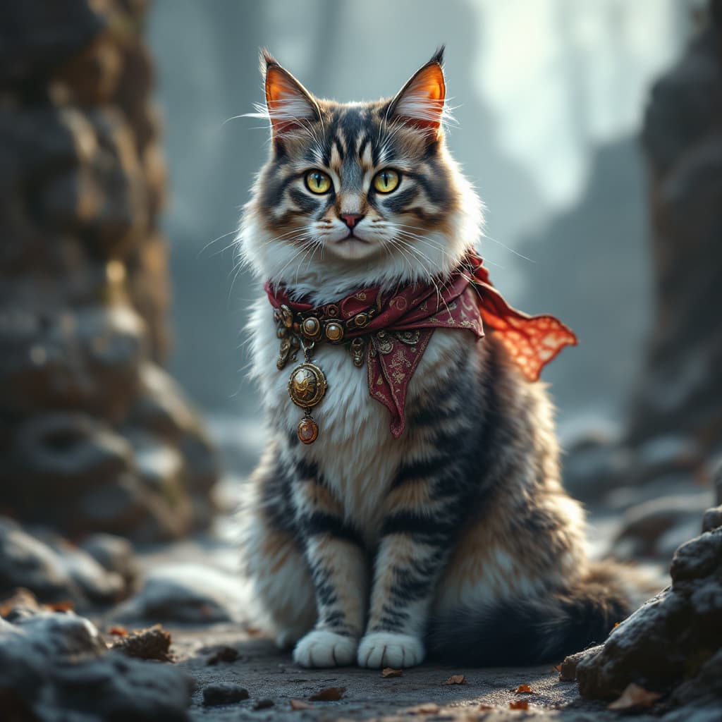 AI generated: generiere mir eine katze aus dem 7000 jahrhundert, die die weltherrschaft in sich gerissen hat und a...