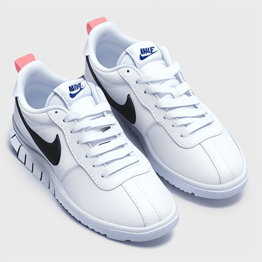 AI generated: nike sneakers made from white clouds and cotton, small white clouds growing, white background, box, ...