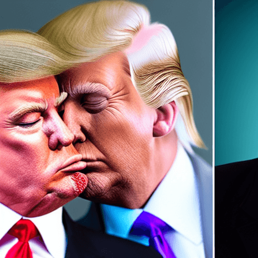 AI generated: Realistic photography of Donald Trump kissing Donald Trump