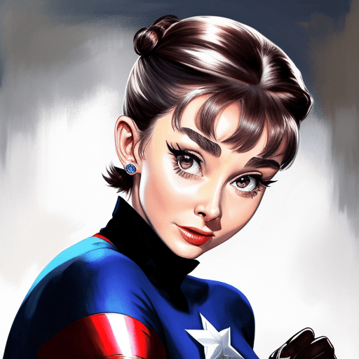 AI generated: Audrey Hepburn, (as captain america),