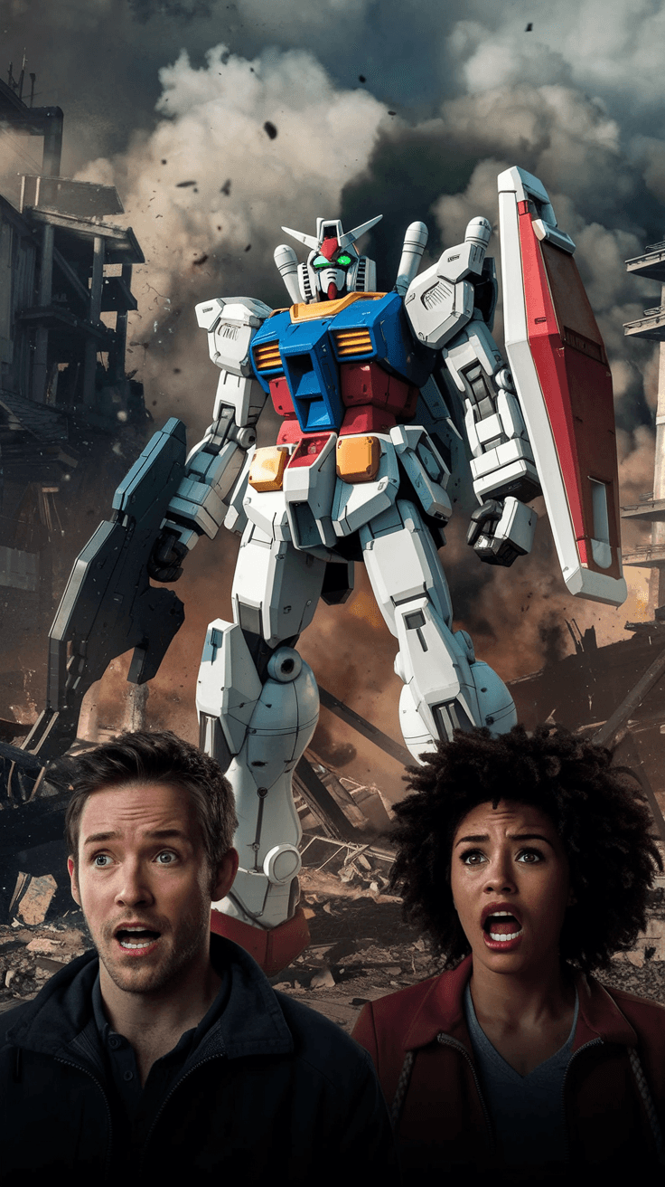 AI generated: dystopian setting, Cinematic, Hyperdimensional, 4k, Evil, Cinematic Lighting, 1 massive mecha gundam...