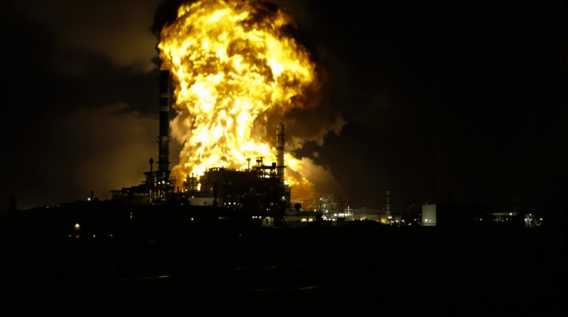 AI generated: A dark, apocalyptic scene of Reactor 4 at the Chernobyl Nuclear Power Plant exploding at night, with...