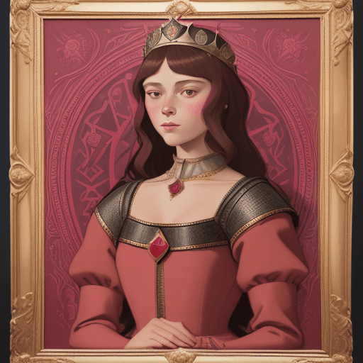 AI generated: a medieval young queen with big diamond illustration, in the style of r. kenton nelson, marie bashki...