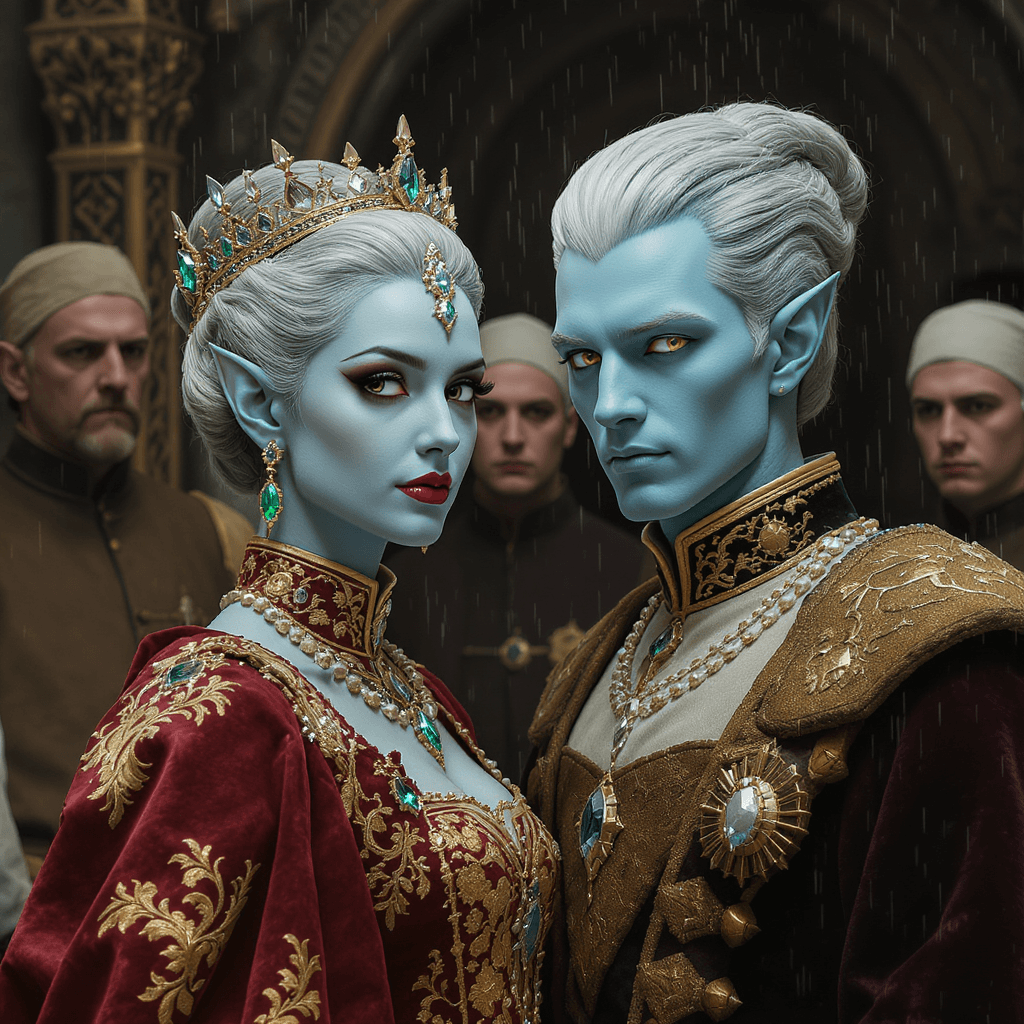 AI generated:  Image is a high-resolution close up hyper realistic digital artwork depicting royal elite couple wi...