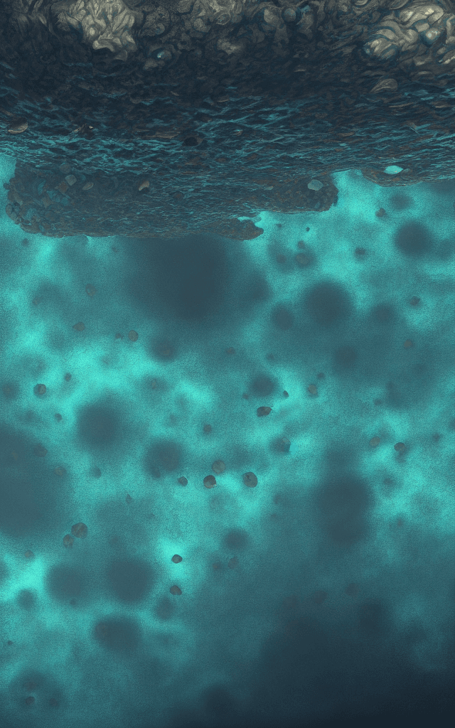 AI generated: an oil painting of the bottom of the ocean, cinematic, atmospheric perspective, high detail, physica...