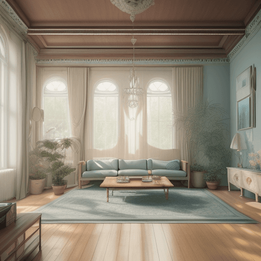 AI generated: High resolution photography interior design, dreamy sunken living room conversation pit, wooden floo...
