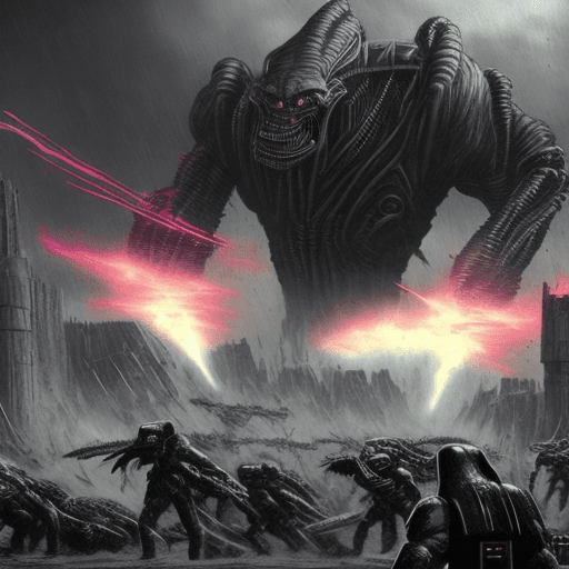 AI generated: a picture in dark cyberpunk style of a large cat mixed with alien from the movie aliens and a termin...
