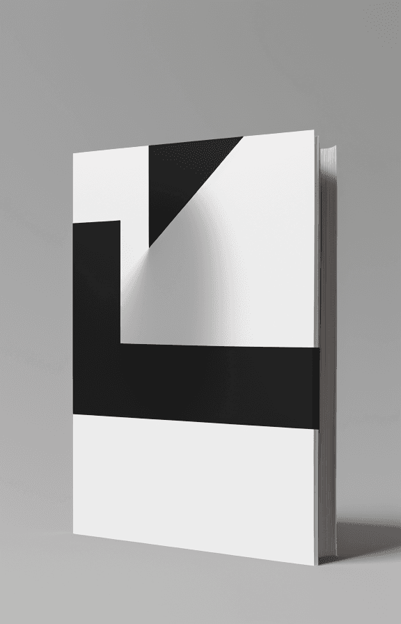 AI generated: book  cover design, White squre line design, plain, black, 2k, 4k, 8k