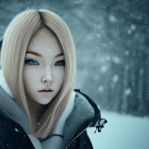 AI generated: ultra detailed, detailed, girl with short hair blonde, natural, realistic, cinematic, light, snow, a...