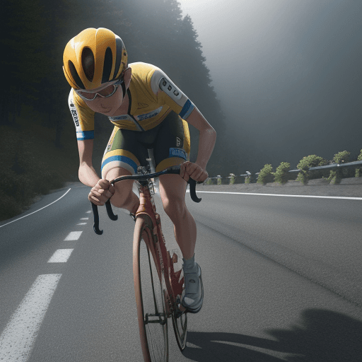 AI generated: Onoda, Yowamushi pedal,cycling,using helmet, on mountain roads, city roads, climb, busy crawling, co...