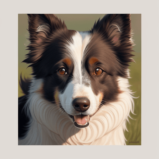 AI generated: A close-up portrait Border collie, brown and white color, intricate artwork .   high detail,, 4k