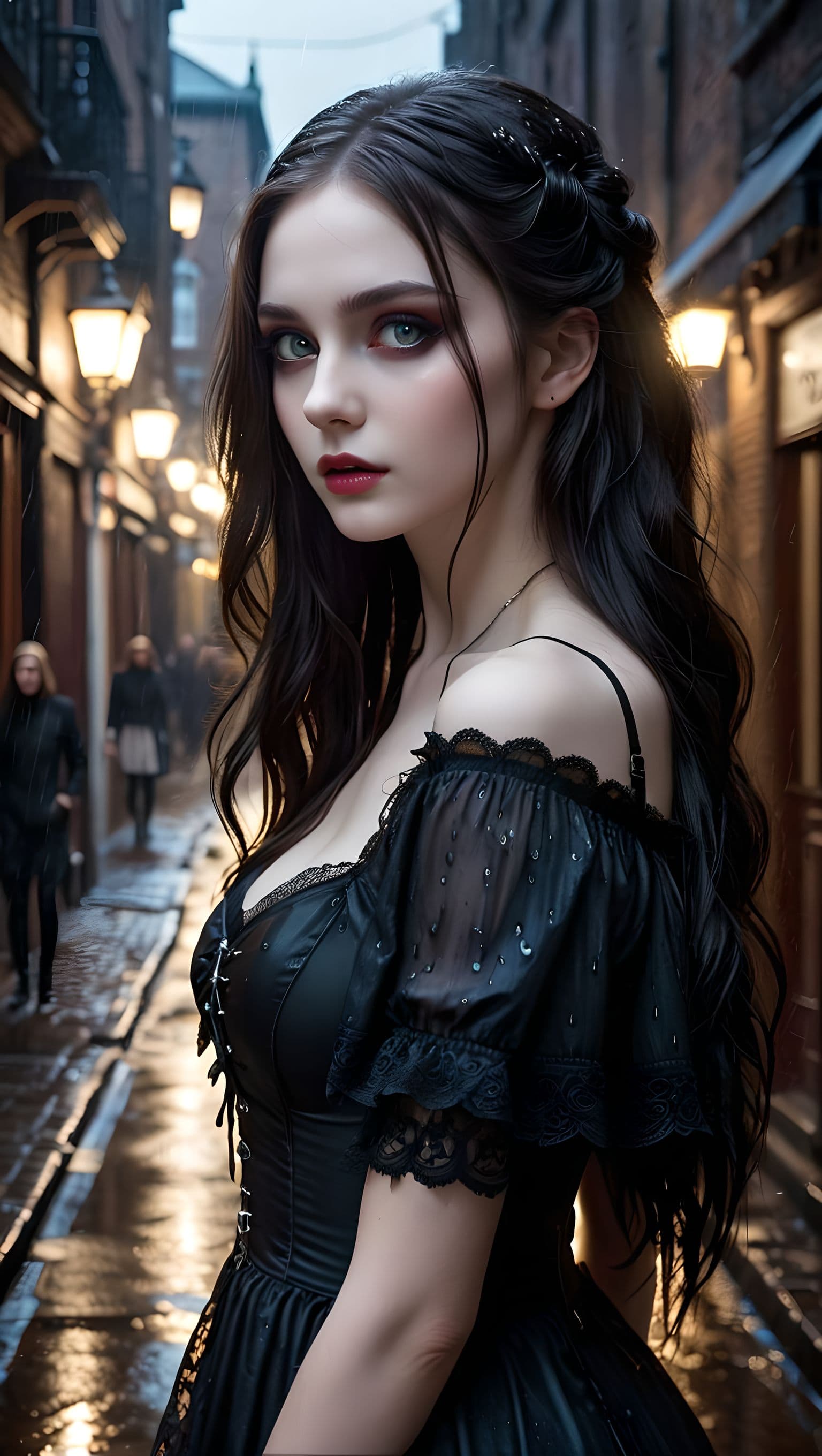 AI generated: Hyperrealistic art, professional photography, 32k UHD resolution, depth of field, (rain:1.1), (dark ...