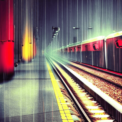 AI generated: the train is waiting at a station at night, in the style of photorealistic fantasies, depictions of ...
