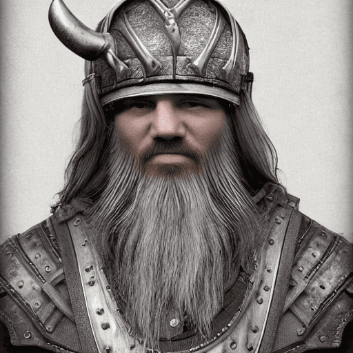 AI generated: viking, axe, armor, extreme details, hyperrealistic, face, beard, viking style