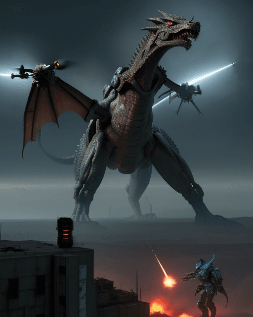 AI generated: Drone view: Nuclear wasteland, strange monsters, fighting for survival, time is running out, hyper d...