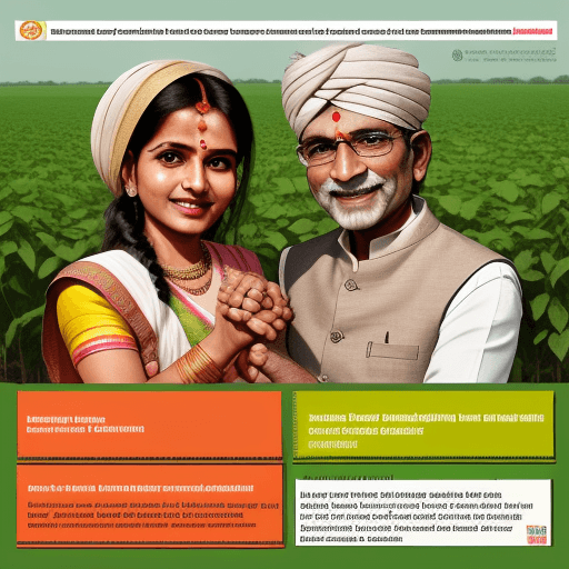 AI generated:  English language, showing , government beneficiary scheme benefits , Indian, farmers , happy , smil...