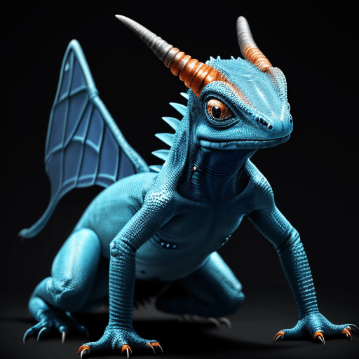 AI generated: Hyper realistic picture of an alien animal, blue and black colours, have wings to fly, head like a l...