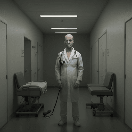 AI generated:  Psycho fight doctor in mental hospital,4k, ulra hd 