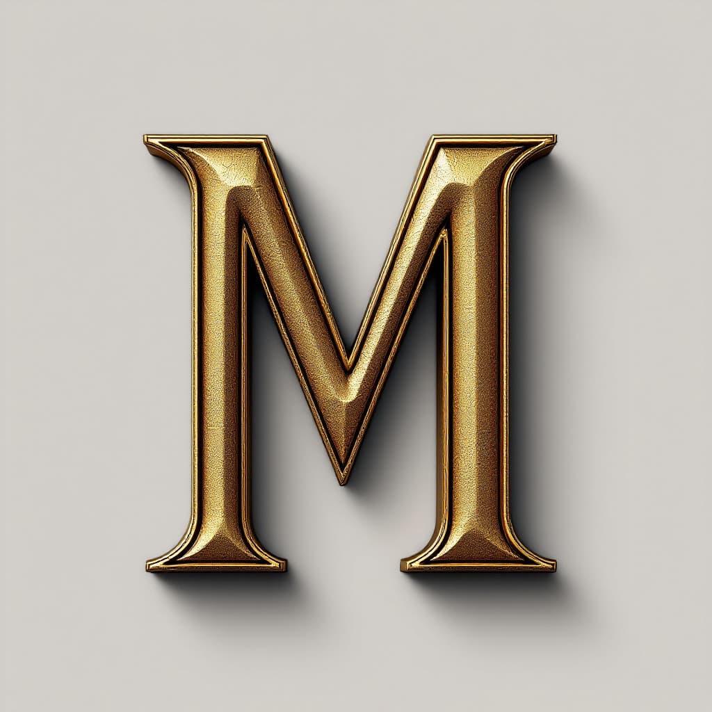 AI generated: Create an uppercase letter 'M' designed in the same style as the 'H' from The History Channel logo. ...
