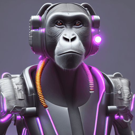 AI generated: cyberpunk monkey, futuristic, highly detailed, made with blender --v 4