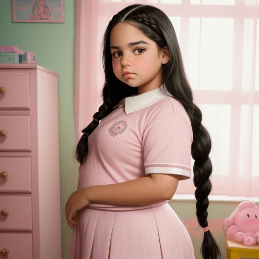 AI generated: young ((Paola Núñez)), pouty expression, ( long thick wavy black hair in French Braids), wearing a c...