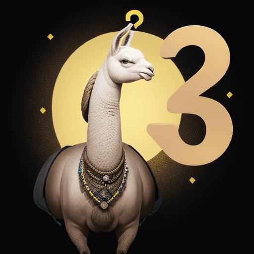AI generated: a wise llama with a yellow question mark icon floating above his head with lots of other objects  fl...