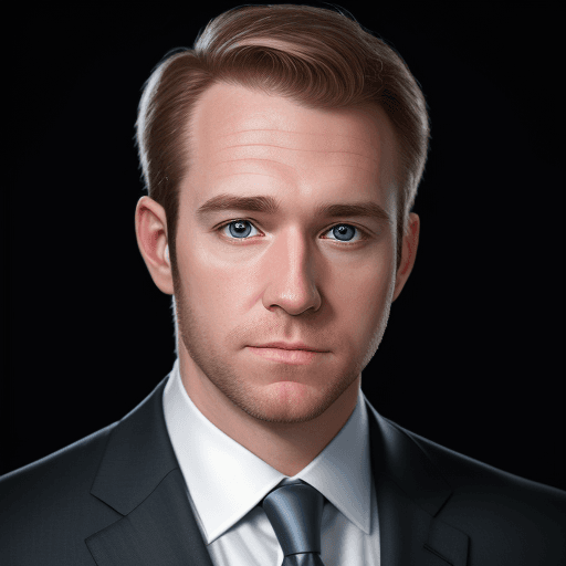 AI generated: 8k Linkedin professional photo of a white man in a suit with studio lighting, bokeh, corporate portr...