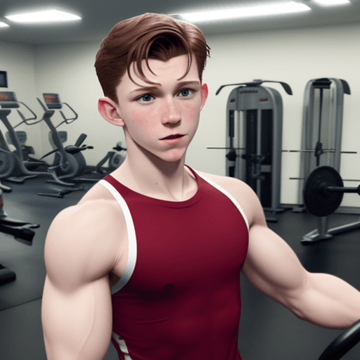 AI generated: Hyper realistic tom holland wearing gym clothes