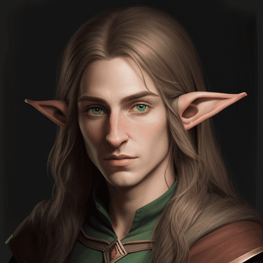 AI generated: the portrait of a half elf wizard named simon
