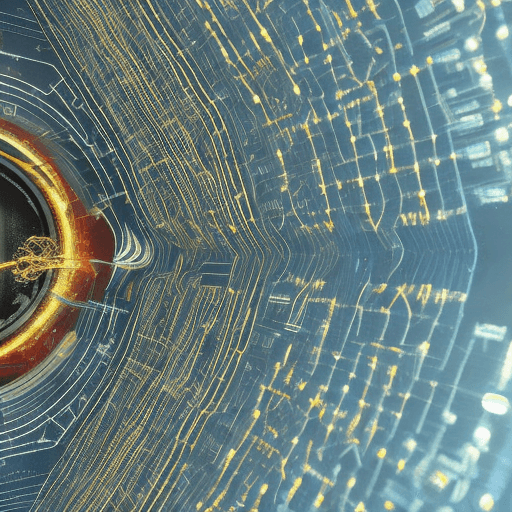 AI generated: a microchip in space with connections to planets in 4k.
