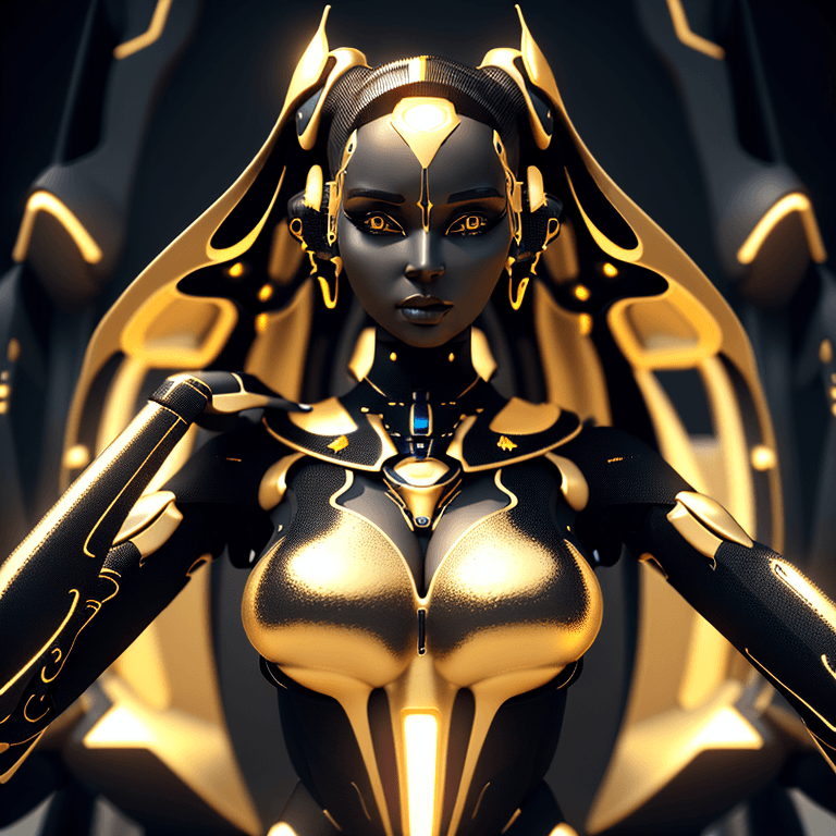 AI generated: a goddess black qnd gorgeous woman in futuristic style with robotic style, futur design, ultra detai...