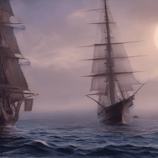 AI generated: Photo of a ultra realistic sailing ship, dramatic light, pale sunrise, cinematic lighting, battered,...