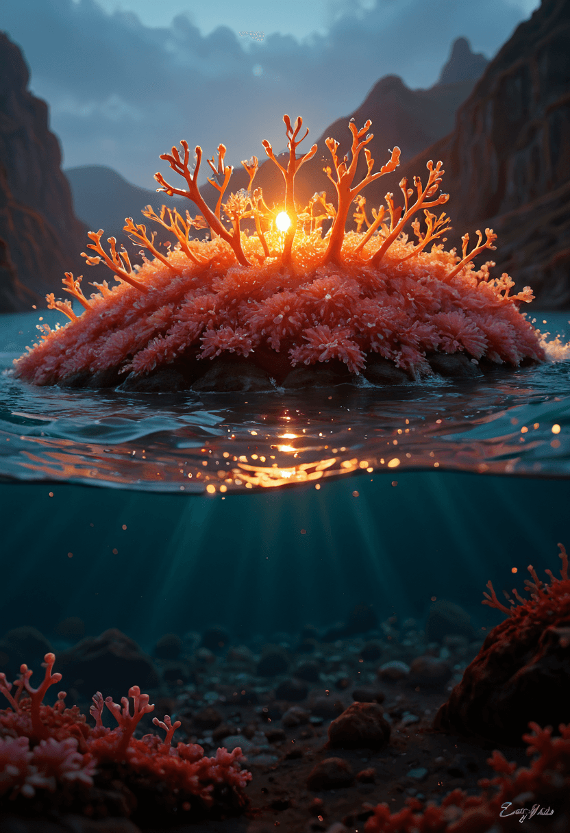 AI generated: cinematic film still A deep, alien ocean with bioluminescent plankton creating shifting waves that l...