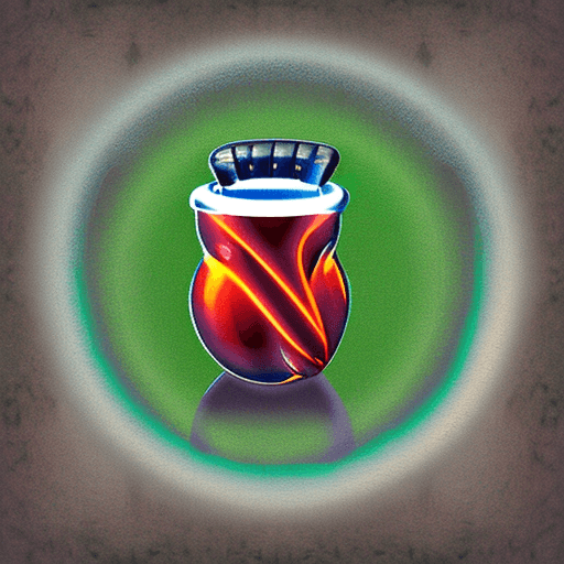 AI generated: A digital art of a magic blue magic potion in the middle center of a pitch black background by Greg ...