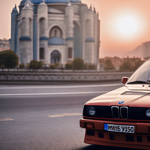 AI generated: photo of a bmw e30 in istanbul, sunrise, shot on a Sony Mirrorless camera, DSLR, 85mm lens f/1.4, ul...