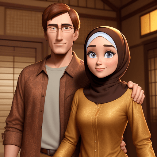 AI generated: Disney Pixar film poster, a man with short hair, handsome and kind wearing a brown long-sleeved bati...