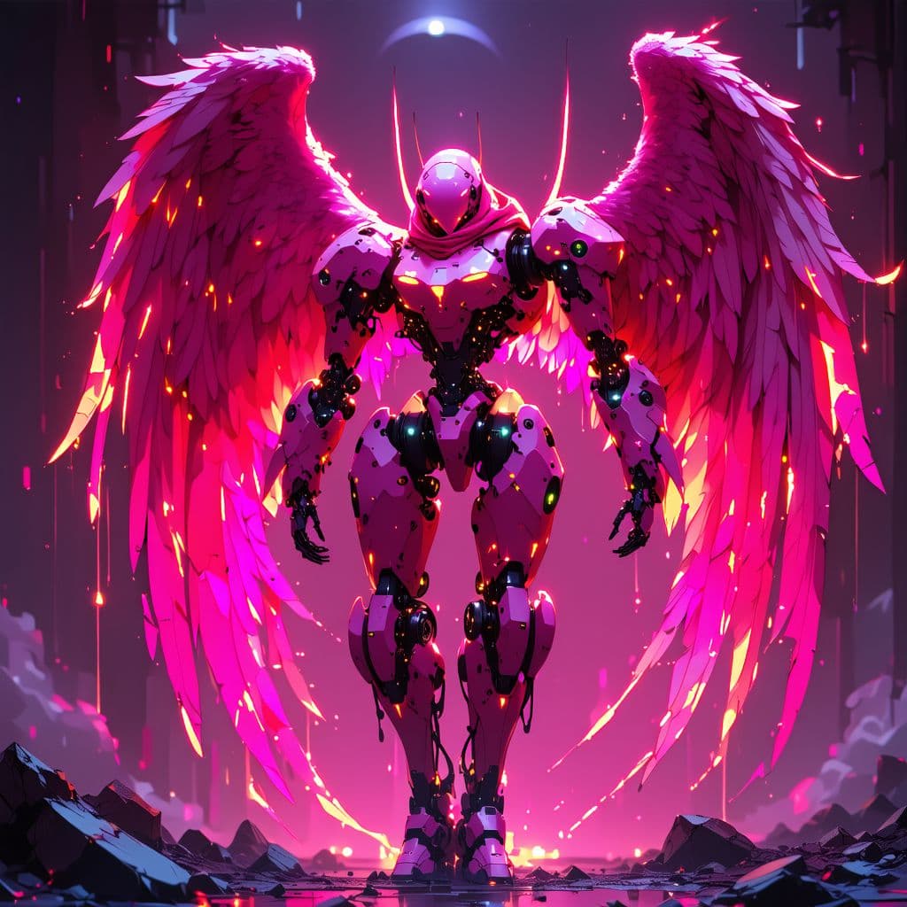 AI generated: {{Makoto Shinkai styled anime}}, adult woman, transforming into Evangelion Demonic Demon inspired me...