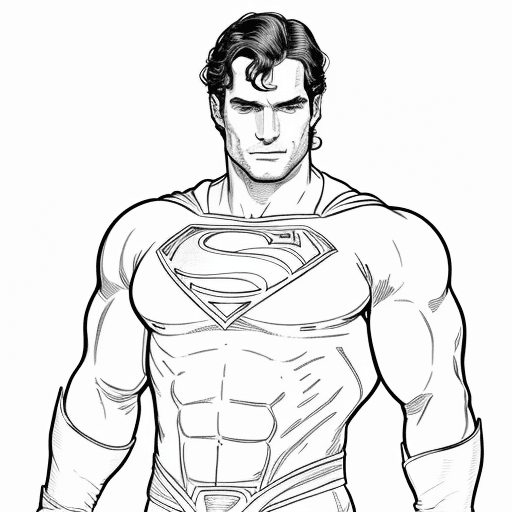AI generated: Henry Cavill, Large hand drawed light coloring page, page of coloring book, simple clean line art, w...