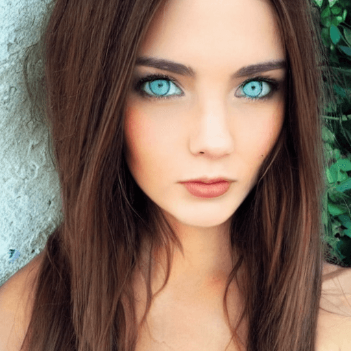 AI generated: beautiful girl with brown hair and green eyes