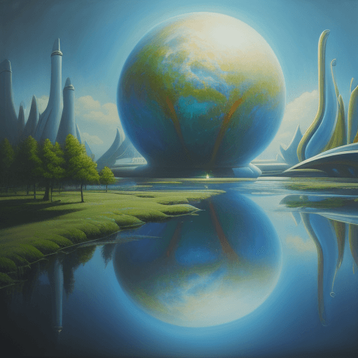 AI generated: Please paint the future world in oil painting.