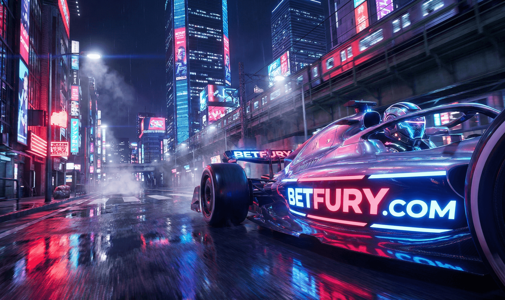 AI generated: Futuristic Cyberpunk Racing Car - BetFury Edition.
Cinematic shot of a futuristic Formula 1 racer i...