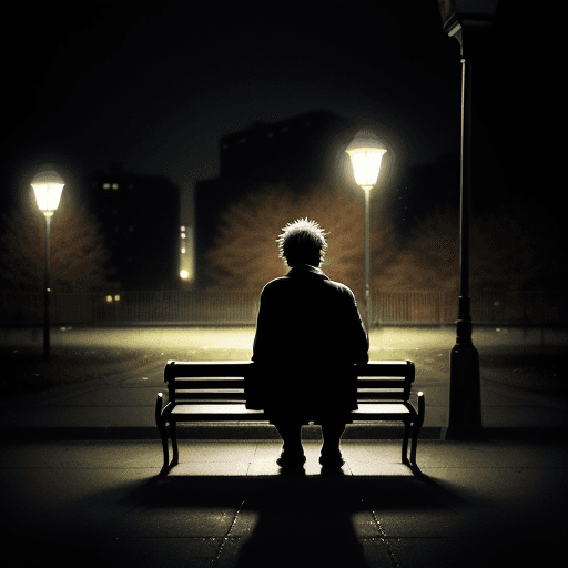 AI generated: A melancholic and introspective scene reflecting the lyrics of the song. A solitary figure sits on a...